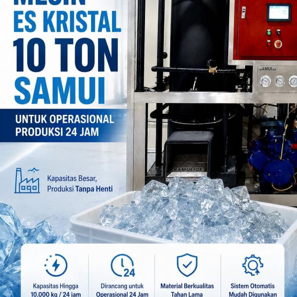 Mesin Es Kristal 10 Ton SAMUI untuk Operasional Produksi 24 Jam